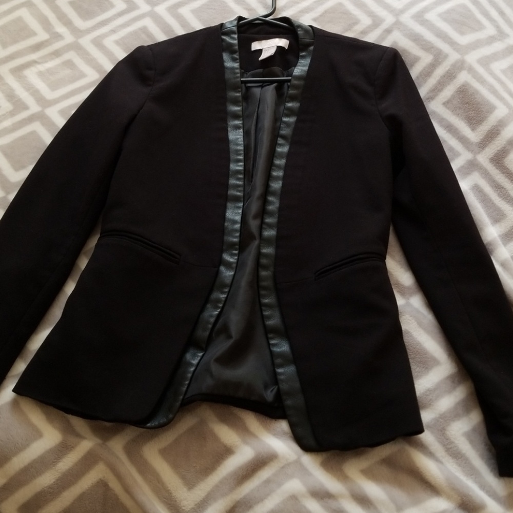 H&M leather trim blazer 4 rare